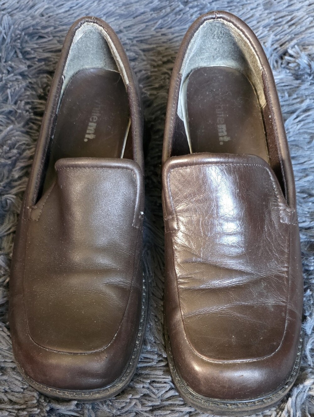 White Mountain Womens Brown Leather Slip-On Dress Shoes